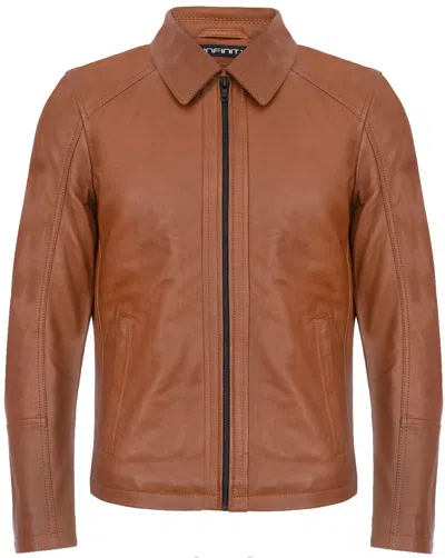 Infinity Leather Mens Smart Classic Harrington Leather Jacket-new York In Brown