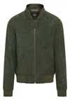 Infinity Leather Mens Soft Goat Suede Ma-1 Varsity Bomber Jacket - Dalian In Green