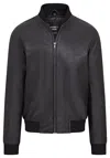 Infinity Leather Mens Soft Leather Ma-1 Varsity Bomber Jacket In Black