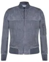 Infinity Leather Mens Suede Leather Ma-1 Varsity Bomber Jacket In Grey