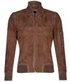 Infinity Leather Mens Suede Leather Ma-1 Varsity Bomber Jacket In Multi