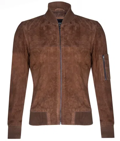 Infinity Leather Mens Suede Leather Ma-1 Varsity Bomber Jacket In Multi