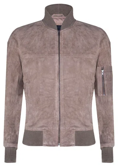 Infinity Leather Mens Suede Leather Ma-1 Varsity Bomber Jacket In White