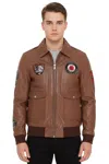Infinity Leather Mens Tan Flying Leather Bomber G-1 Aviator Collar Jacket - Hudson In Brown