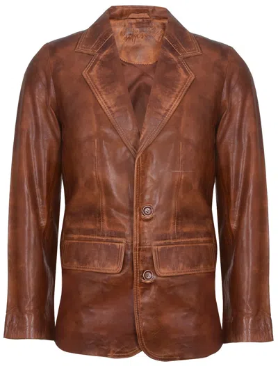 Infinity Leather Mens Tan Leather Blazer Jacket-santiago In Brown