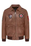 Infinity Leather Mens Tan Leather Bomber G-1 Aviator Collar Jacket - Maverick In Brown
