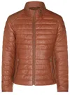 Infinity Leather Mens Tan Quilted Leather Puffer Jacket - Tallinn In Multi