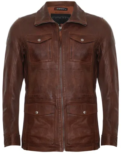 Infinity Leather Mens Timber Safari Coat-santa Cruz In Brown