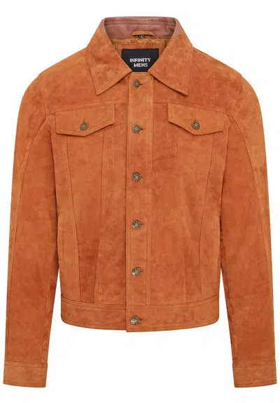 Infinity Leather Mens Trucker Goat Suede Western Leather Jeans Jacket - Yangon In Multi