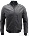 Infinity Leather Mens Varisty Classic Leather Bomber Jacket In Black