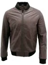 Infinity Leather Mens Varisty Classic Leather Bomber Jacket In Brown