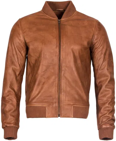 Infinity Leather Mens Varisty Classic Leather Bomber Jacket In Multi