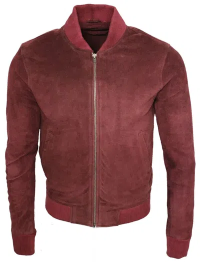 Infinity Leather Mens Varsity Soft Suede Leather Bomber Jacket In White