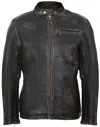 Infinity Leather Mens Vintage Black Leather Biker Jacket- Sarajevo In Black