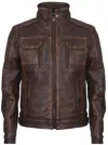 Infinity Leather Mens Vintage Leather Biker Distressed Motorcycle Jacket In Brown