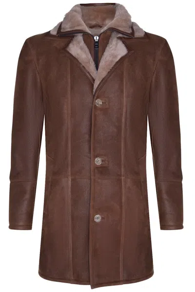 Infinity Leather Mens Warm Shearling Sheepskin Leather Coat-florence In Multi