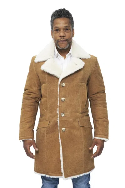 Infinity Leather Mens Warm Sheepskin Trench Coat-lewes In Brown