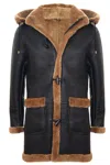 Infinity Leather Mens Winter Sheepskin Hooded Duffle Coat-helsinki In Multi