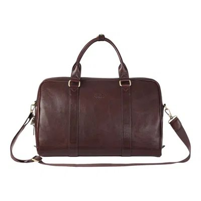 Infinity Leather Vintage Genuine Leather Black Holdall Duffle Gym Travel Bag - Atlas In Brown