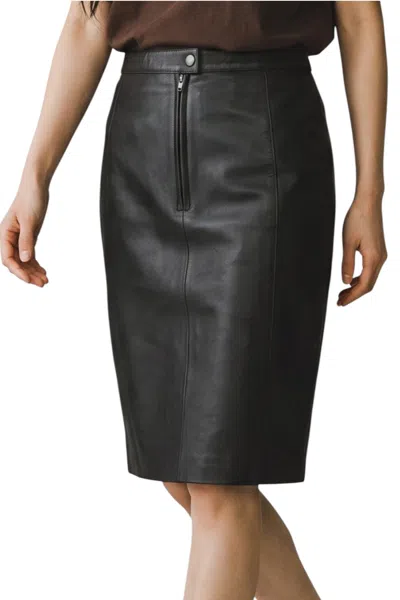 Infinity Leather Women's Black Leather Biker Pencil Long Midi Skirt - Monroe
