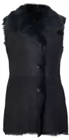 Infinity Leather Women's Black Toscana Sheepskin Buttoned Gilet-manama In Black