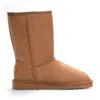 Infinity Leather Women's Genuine Sheepskin Grey Suede Slip-on Ankle Winter Boots - Dusk In Brown