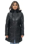 Infinity Leather Women's Leather Quilted Parka Coat-allentown In Black