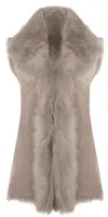 Infinity Leather Women's Toscana Sheepskin Long Gilet-sorocaba In Beige