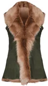Infinity Leather Women's Toscana Sheepskin Long Gilet-sorocaba In Green