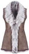 Infinity Leather Women's Toscana Sheepskin Long Gilet-sorocaba In Gray
