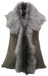 Infinity Leather Women's Toscana Sheepskin Short Gilet-denver In Gray