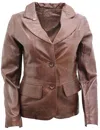 Infinity Leather Womens 2 Button Leather Blazer Jacket-newport In Brown