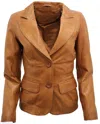 Infinity Leather Womens 2 Button Leather Blazer Jacket-newport In Multi