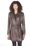 Infinity Leather Womens 3/4 Length Trench Coat-ranchi In Brown