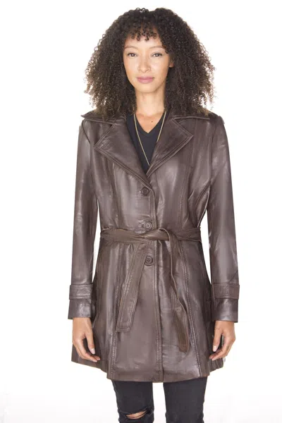 Infinity Leather Womens 3/4 Length Trench Coat-ranchi In Black