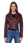 Infinity Leather Womens Apple Green Cropped Brando Leather Biker Jacket-bellville In White