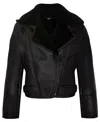 Infinity Leather Womens B3 Sheepskin Leather Flying Jacket-bergamo In Black