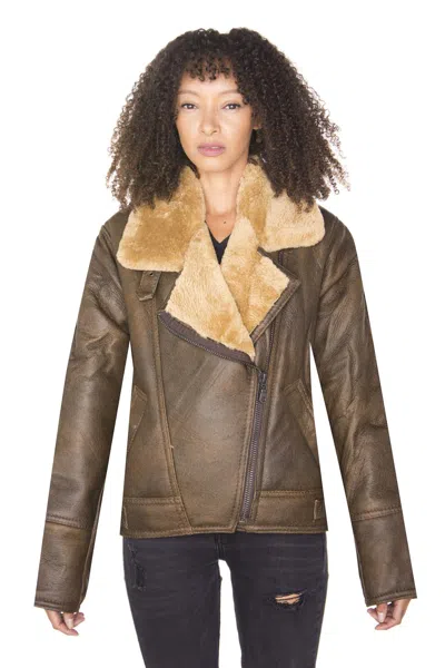 Infinity Leather Womens B3 Sheepskin Leather Flying Jacket-bergamo In Green