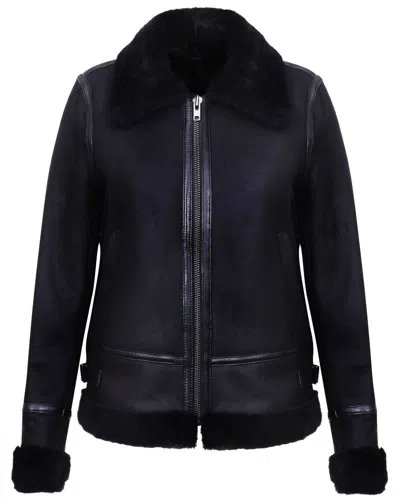 Infinity Leather Womens Black B3 Sheepskin Leather Jacket-campinas In Blue