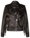Infinity Leather Womens Black Fringe Tasseled Biker Jacket - Seville In Black