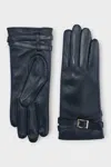 Infinity Leather Womens Black Italian Leather Soft Wool Lining Winter Buckle Driving Gloves In Black