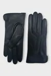 Infinity Leather Womens Black Italian Leather Soft Wool Lining Winter Stitch Line Design Driving Gloves In Black