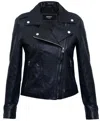 Infinity Leather Womens Black Leather Biker Jacket-tamale In Black