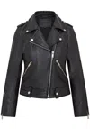 Infinity Leather Womens Black Leather Brando Jacket - Chennai In Black