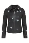Infinity Leather Womens Black Leather Hearts Biker Jacket - Wynyard In Black