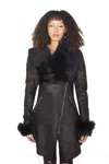 Infinity Leather Womens Black Merino Shearling Coat With Toscana Collar-romford In Black