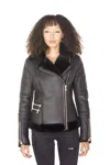 Infinity Leather Womens Black Shearling Sheepskin Aviator Jacket-patchway In Black