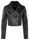Infinity Leather Womens Cropped Brando Leather Biker Jacket-damascus In Black