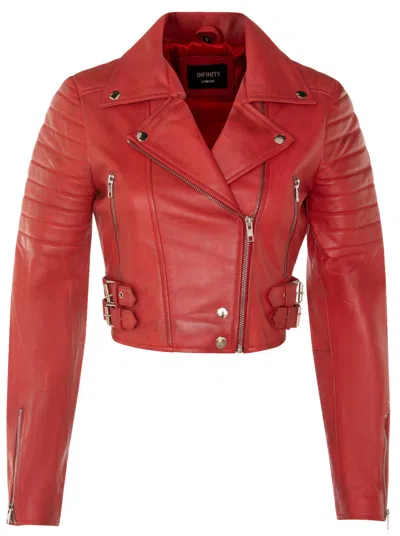 INFINITY LEATHER WOMENS BRANDO CROPPED LEATHER JACKET-LONGTOWN