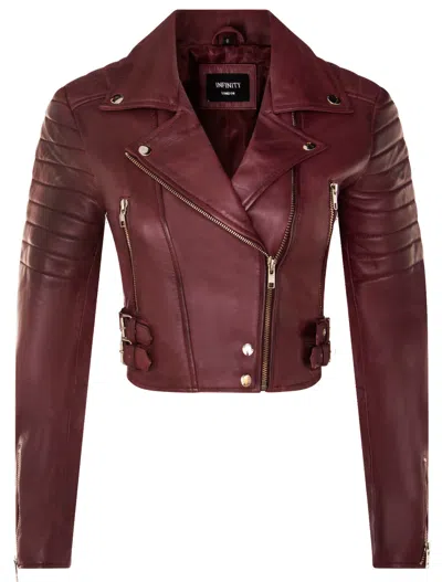 Infinity Leather Womens Brando Cropped Leather Jacket-longtown In White